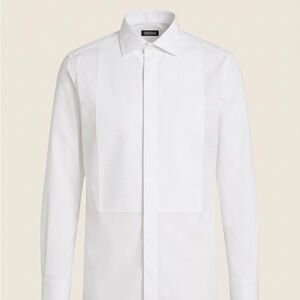 Ermenegildo Zegna White Tuxedo-Front Dress Shirt